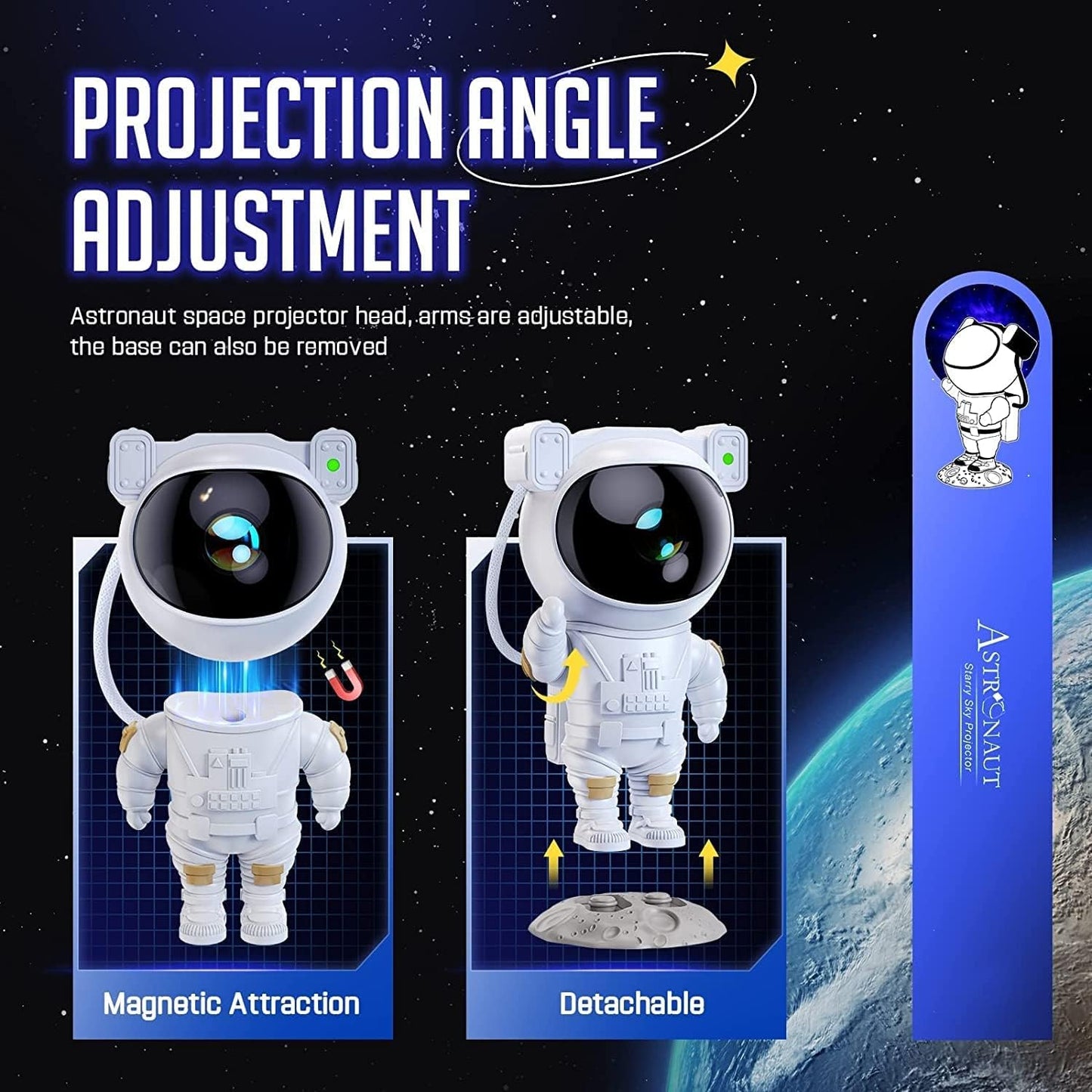 Galaxy Projector with Remote Control - 360° Adjustable Timer Kids Astronaut Nebula Night Light Strong for Rechargeable Kids,Baby, Adults Bedroom,Office,Home,Gaming Room,Party (Night Light)