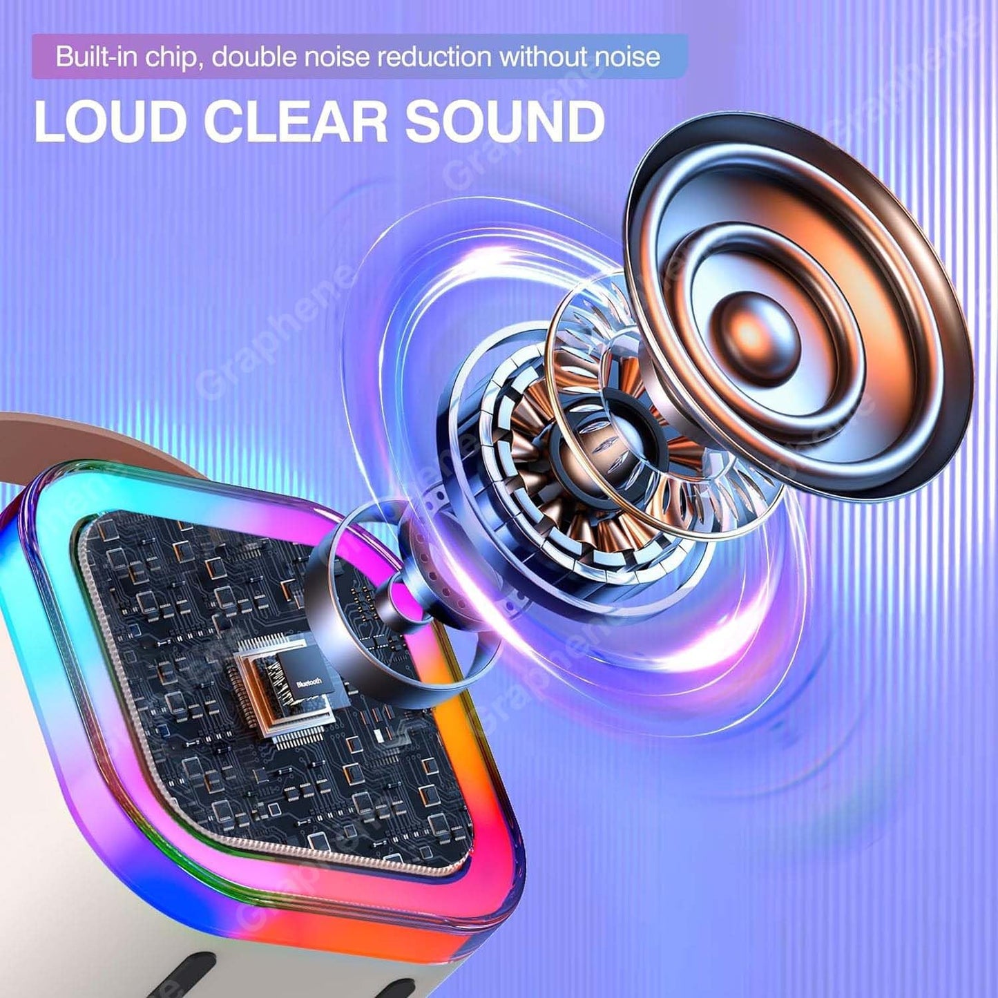 GRAPHENE Karaoke Machine for Kids Adults Rechargeable Wireless Mic Mini Portable Bluetooth Speaker Voice Changing Effects with Microphone & Dynamic LED Lights Best Gifts Toys for 3+ Age