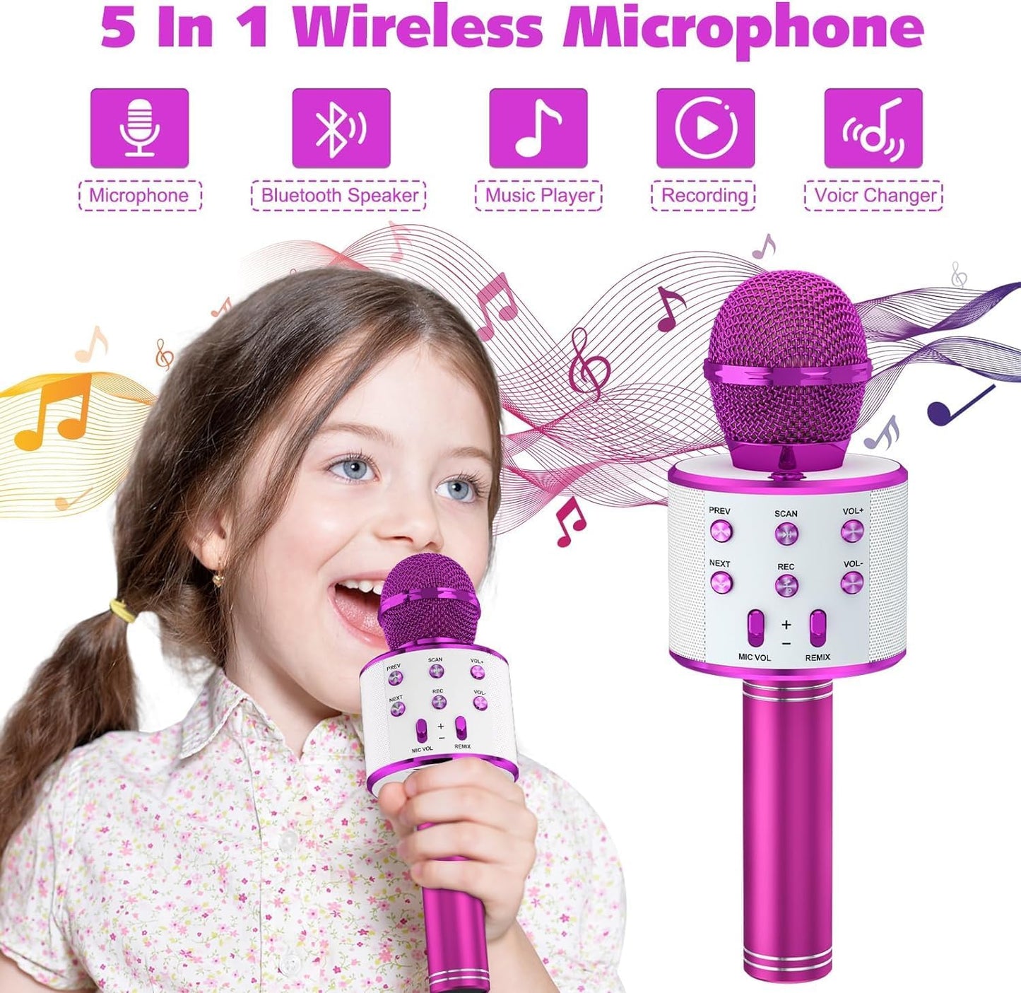 Amisha Gift Gallery Toys Karaoke Microphone, Microphone for Kids Toddler Microphone,Wireless Bluetooth Karaoke Mic for Children Singing,Birthday Gifts for 3+Year Old Boys Girls | Mike Toy Gift