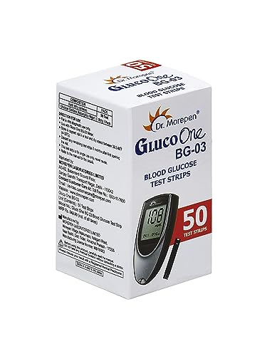 Dr. Morepen BG-03 Blood Glucose Test Strips, 50 Strips (Black/White)(Only Strips, No Glucometer)|B01GPLNLBM