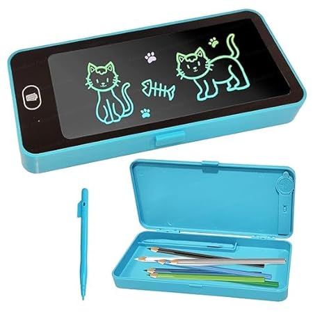 Aaroshop Tablet Pencil Case for Kids – 2 in 1 LCD Digital Slate, Pencil Box, Doodle Writing Board, Educational Toy for Kids