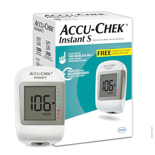 Accu-Chek Instant S Blood Glucose Glucometer Kit with Vial of 10 Strips, 10 Lancets and a Lancing device FREE for Accurate Blood Sugar Testing|B07B6LYFV4