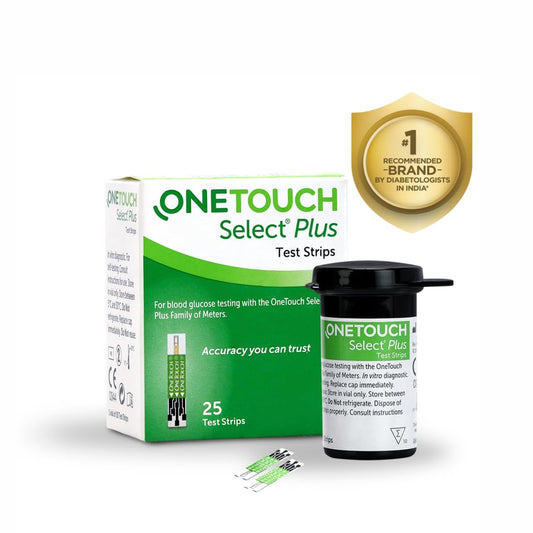 OneTouch Select Plus Test Strips | Pack of 25 Strips | Blood Sugar Test Machine Testing Strips | Global Iconic Brand | For use with OneTouch Select Plus Simple Glucometer
