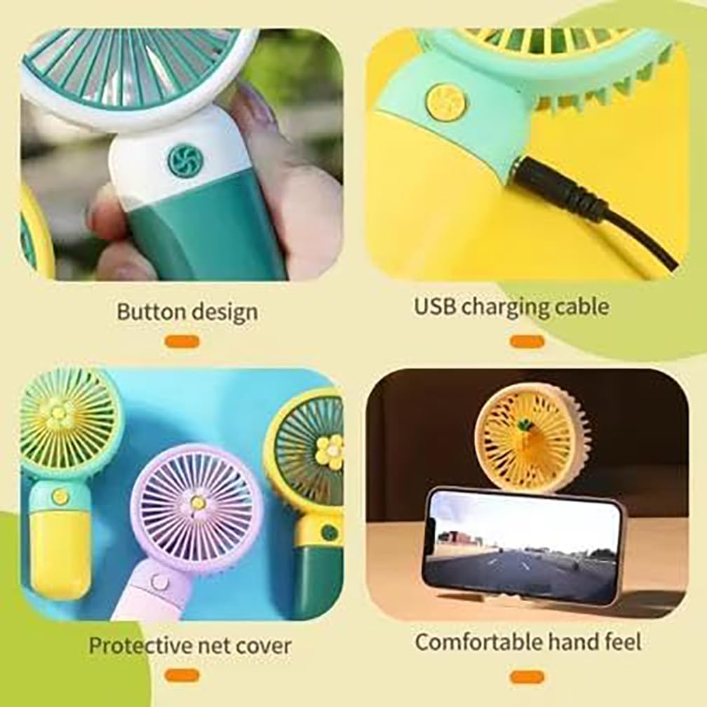 Litehom Mini Handheld Fan (Upto 6 Hours Running) Rechargeable 2000 Mah Battery Operated Portable Fan, Desk Fan, Carry It Anywhere (LIGHT PINK)