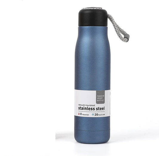JIALTO Water Bottle - Benz Inner & Outer Steel with PU Insulation, 550ml, 304 Stainless Steel, Food-Grade, 24 Hour Hot and Cold, Double Insulated, Ideal Water Bottle for Office and Home (Blue)