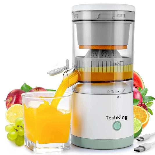 Techking 𝟏𝟓 𝐘𝐄𝐀𝐑𝐒 𝐖𝐀𝐑𝐑𝐀𝐍𝐓𝐘 Electric Citrus Juicer, Automatic Juice Extractor, Orange, Lemon, Grapefruit Juicer & Squeezer Machine, Portable Blender Fruit Squeezer, 45 Watts, 200 ML