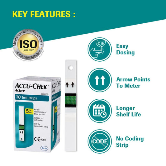 Accu-Chek Active Test Strips | Pack of 50 Strips | For use with Accu-Chek Active Glucometer