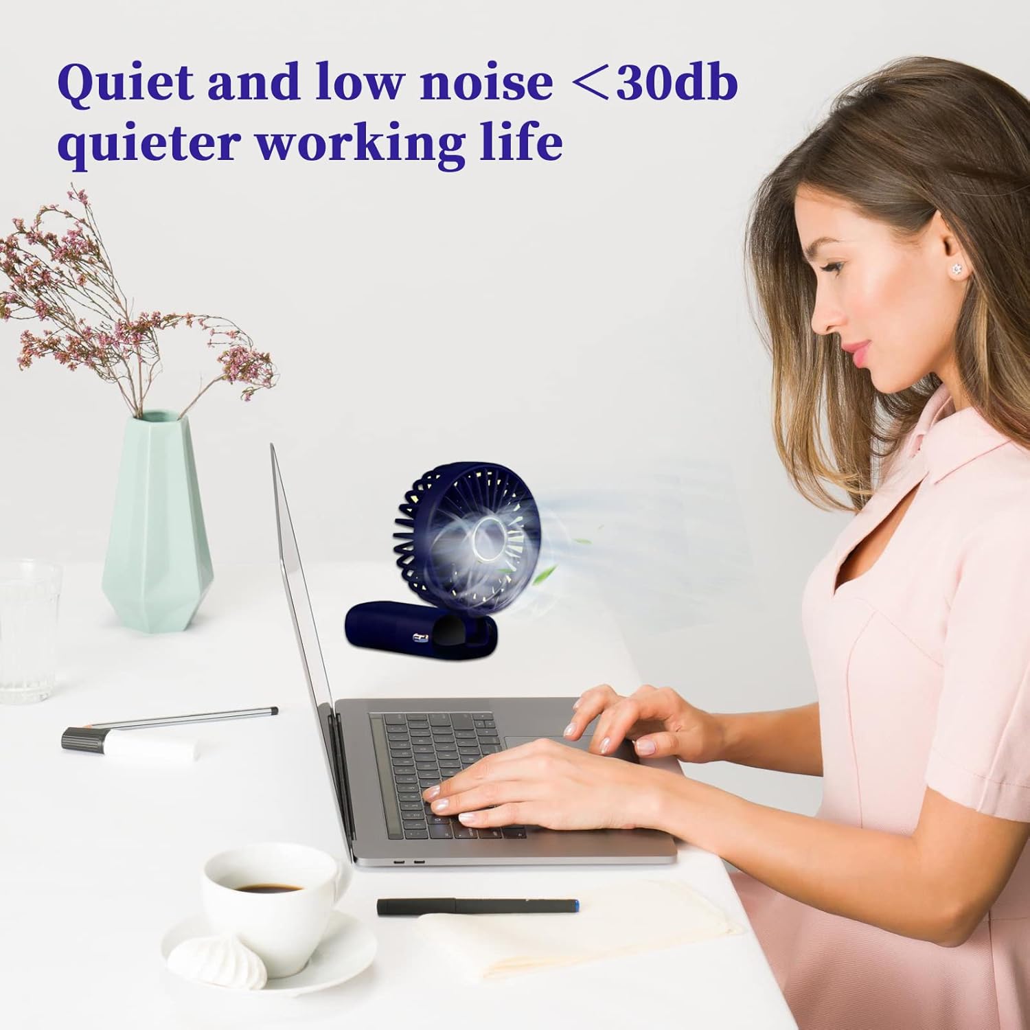 Konket Mini Handheld Fan，Foldable Personal Portable Fan with 5 Speeds，4000mAh Battery Operated USB Rechargeable Fan, Small Desk Fan Working hours 8-12 for Office Outdoor Indoor Travel (Deep Sea Blue)