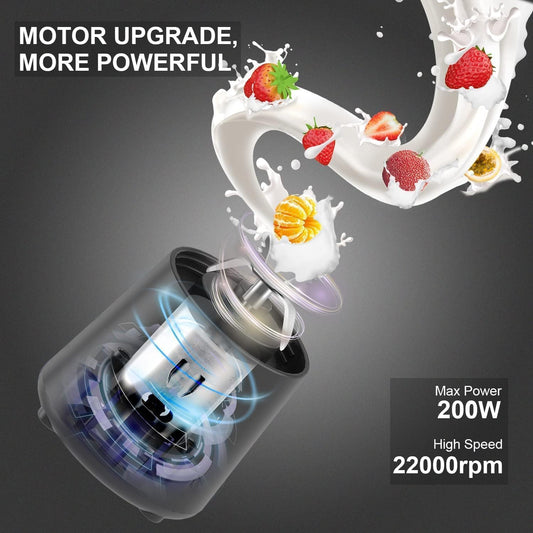 COFENDY Portable 6-Blade Juicer Blender with built-in Jar,Juice Mixer Bottle,Fruit Juice Machine,USB Rechargeable Personal Size Juicer Grinder for Juices,Kitchen appliance for Protein&Milk Shakes