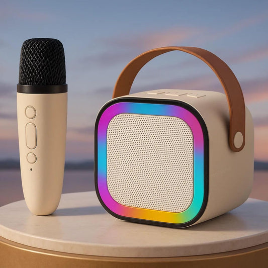 GRAPHENE Karaoke Machine for Kids Adults Rechargeable Wireless Mic Mini Portable Bluetooth Speaker Voice Changing Effects with Microphone & Dynamic LED Lights Best Gifts Toys for 3+ Age