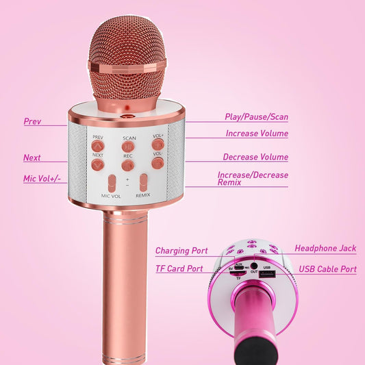 Amisha Gift Gallery Toys Karaoke Microphone, Microphone for Kids Toddler Microphone,Wireless Bluetooth Karaoke Mic for Children Singing,Birthday Gifts for 3+Year Old Boys Girls | Mike Toy Gift